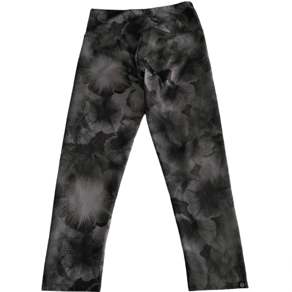 Onzie Flow XS Crop Capri Grey Floral Print Leggings - Picture 3 of 10